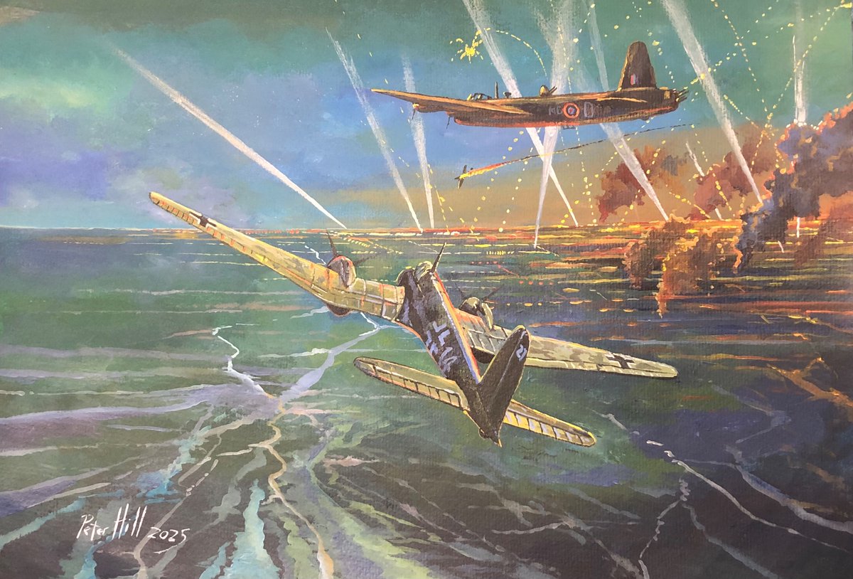 petehill854's tweet image. My latest acrylic completed tonight.
Focke Wulf FW-187. Intended as a heavy fighter and first flown in 1939, the FW-187 was not accepted for service and only 9 examples were built. At least 3 were used for defence of the Focke-Wulf plant in Bremen.
Acrylic on paper 42 x 29cm