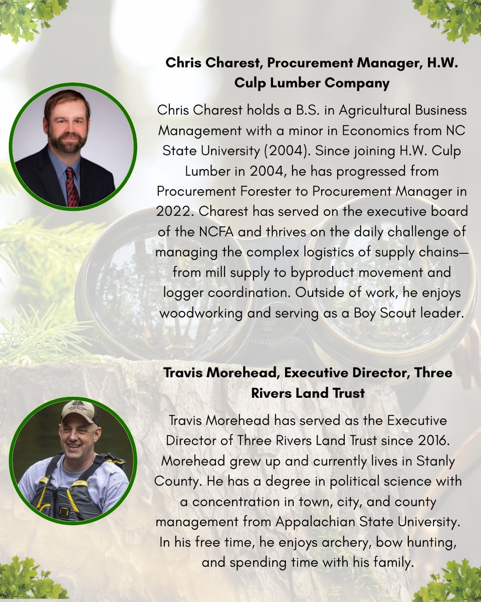 NCForestryAssoc's tweet image. We are thrilled to be featuring many outstanding speakers at this year&apos;s Annual Meeting in Greensboro! 

Meet this year&apos;s Forest Management panelists. Swipe to learn more!

Planning to attend this year, but haven&apos;t registered yet? Click the link below!

bit.ly/44owY3l