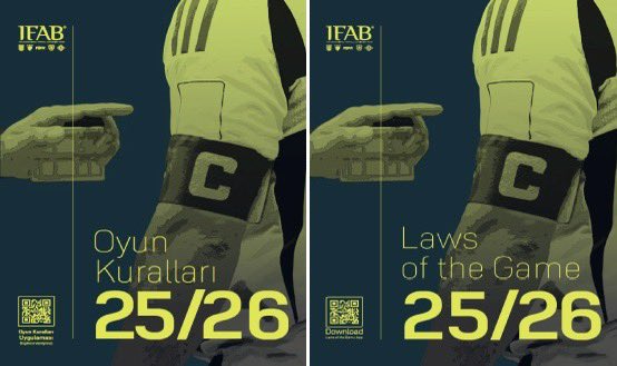 2025-2026 Futbol Oyun Kuralları Kitabı yayınlanmıştır.

👉 tff.org/default.aspx?p…