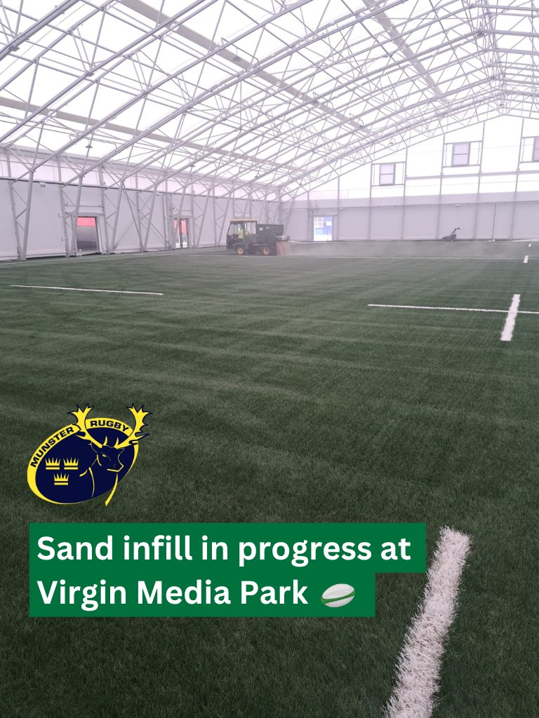 PST_Sport's tweet image. Sand infill in progress at @Munsterrugby's Virgin Media Park today for an indoor artificial grass training pitch.
Next up, performance SBR infill.
Once complete, the new state-of-the-art surface will be tested to World Rugby standards. 🏉
#YourPitchOurPassion