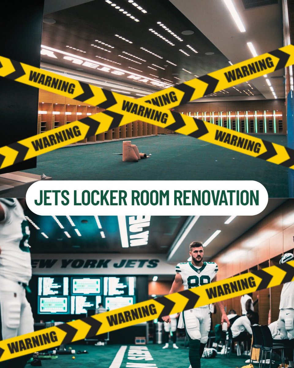 The New York Jets have unveiled a new locker room at their practice  facility in Floram Park 🔥 Features: 1. 92 new customized lockers 2. Sauna  with sound system 3. Barbershop 4., image size:960x1200