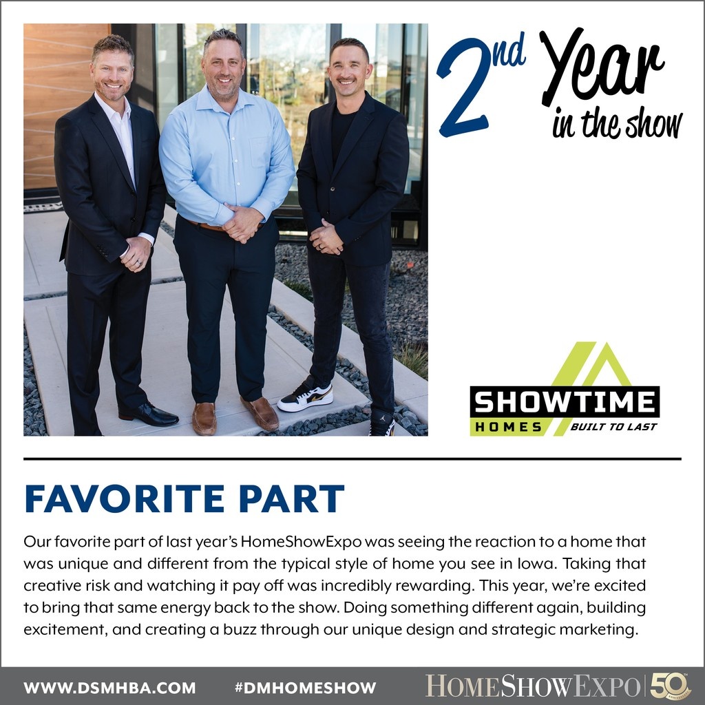 Meet the 2025 HomeShowExpo home builders! 

Home #3 is built by Showtime Homes. 

Learn more about Showtime Homes and this year's HomeShowExpo here: l8r.it/wT0H 

#dsmhba #dmhomeshow #homeshowexpo #showtimehomes