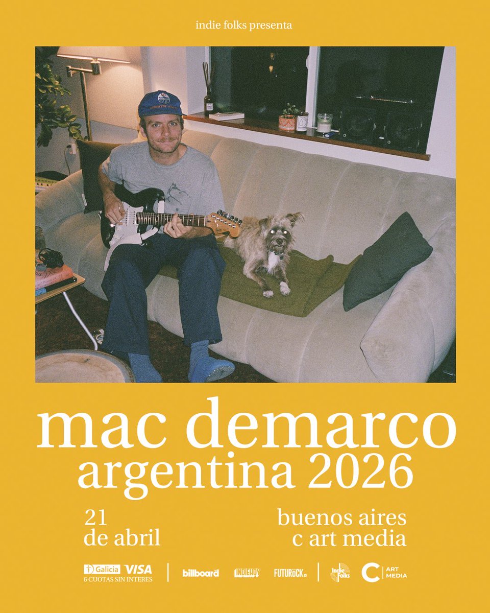 AgendadeArg's tweet image. Vuelve Mac Demarco 🇦🇷
🗓️ 21/04
📍C Art Media.
🎟️Entradas a la venta desde el jueves 24/7 10AM.