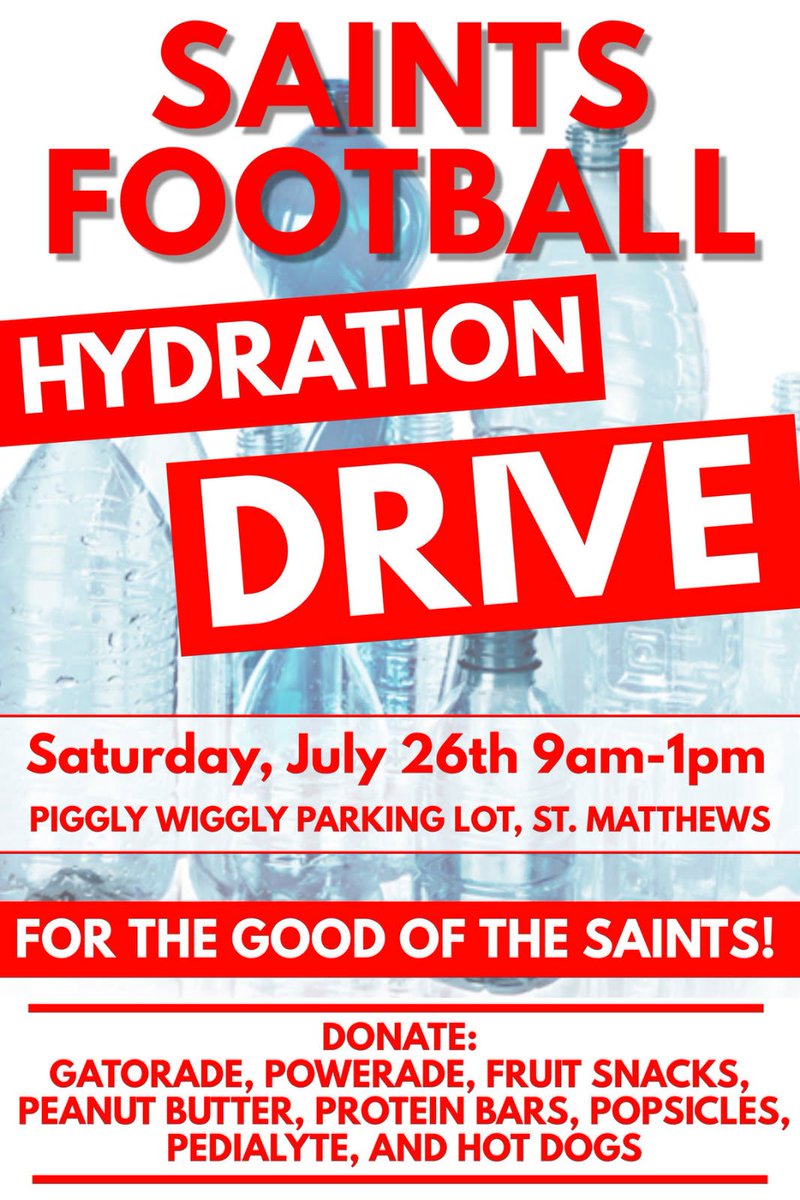 Please like and share and support the Saints this Saturday at the Piggly Wiggly in St Matthews from 9-1.