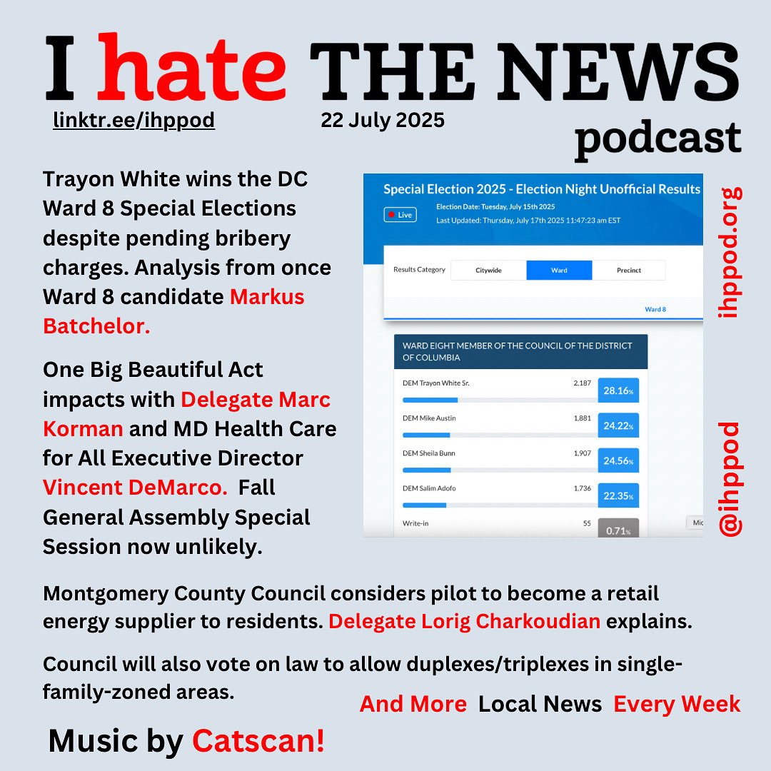 New episode. <a href="/MoCoCouncilMD/">Montgomery Council</a> 
<a href="/MDHealthDept/">Maryland Department of Health</a> <a href="/mkorman/">Marc Korman</a> <a href="/MarkusforDC/">Markus Batchelor</a> <a href="/trayonwhite/">Trayon White</a> Music by @catscanboys linktr.ee/ihppod <a href="/sunildasgupta4/">Sunil Dasgupta (he/him)</a>