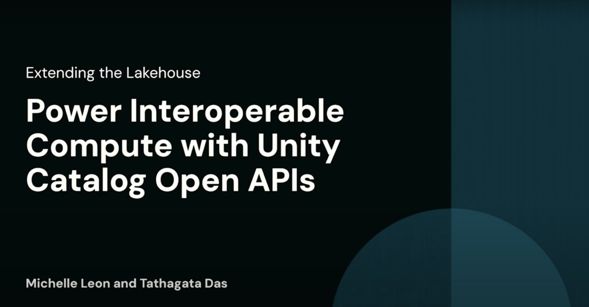 unitycatalog_io's tweet image. Watch Now 🎥 Extending the Lakehouse: Power Interoperable Compute With Unity Catalog Open APIs
Lakehouse architectures are built for flexible storage, but compute interoperability is becoming just as important. In this session, Michelle Leon and Tathagata Das (@Databricks) walk…