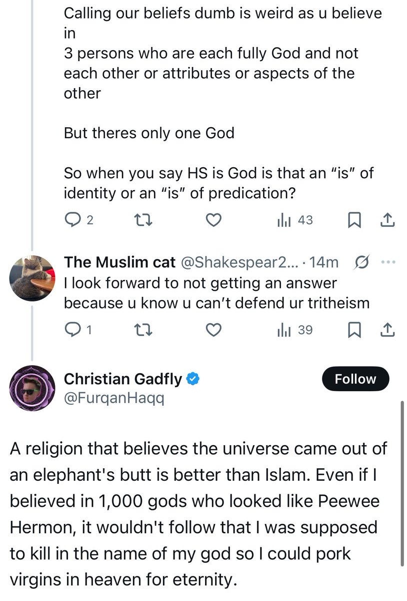 Shakespear20412's tweet image. I asked IPs lapdog @FurqanHaqq about the trinity
His response: