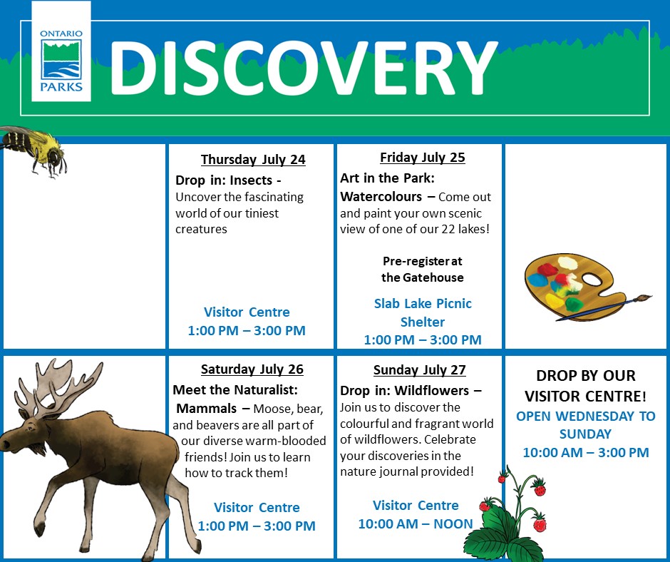 Join us for another week of fun programming! Hope to see you all there!

#OntarioParksNE #KettleLakesPP