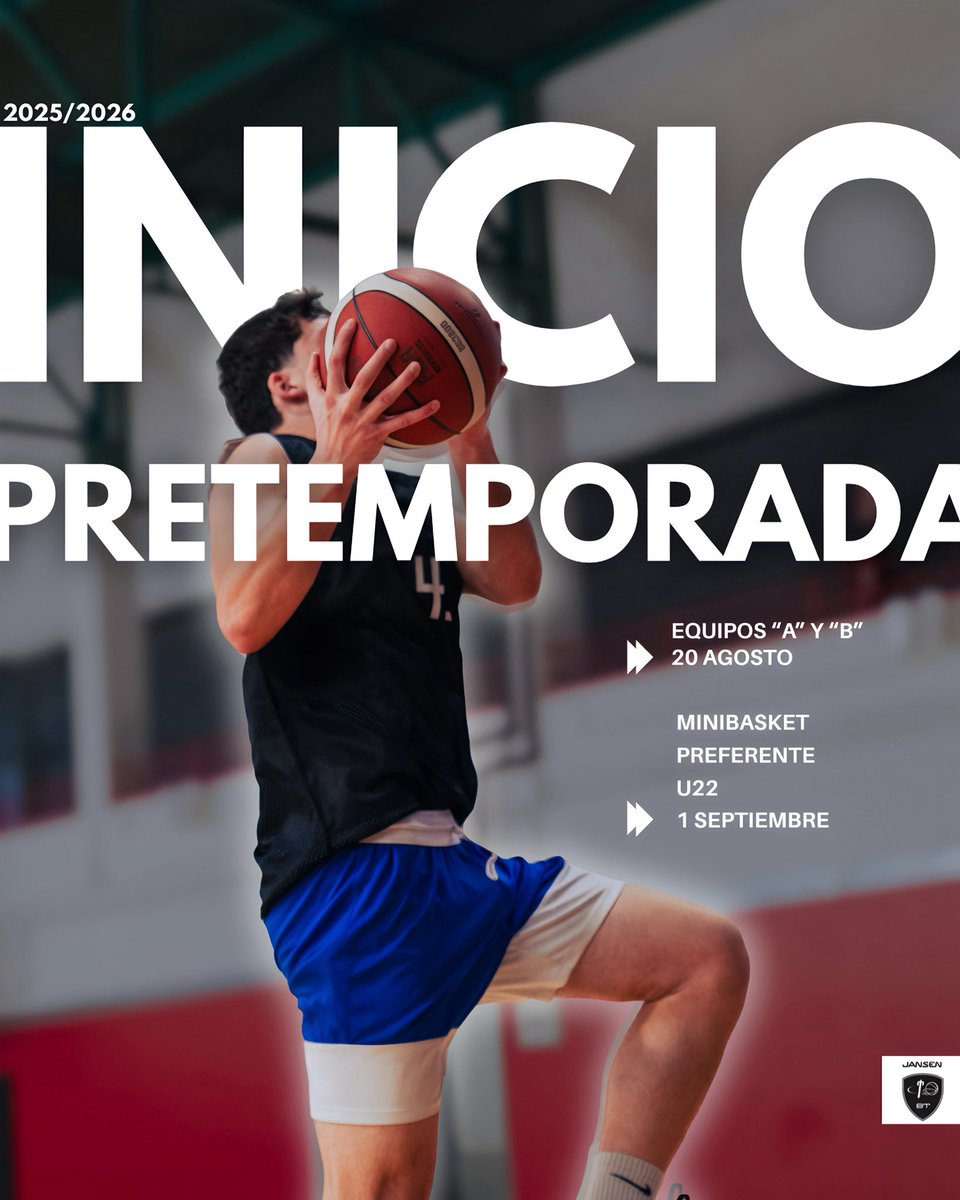 Todo preparado para la temporada 𝟐𝟎𝟐𝟓-𝟐𝟎𝟐𝟔 🔥

🗓️Equipos “A” y “B” ➡️ 20 de agosto.

🗓️Minibasket, Preferente y U22 ➡️ 1 de septiembre.

Más adelante concretaremos horarios y daremos toda la información.