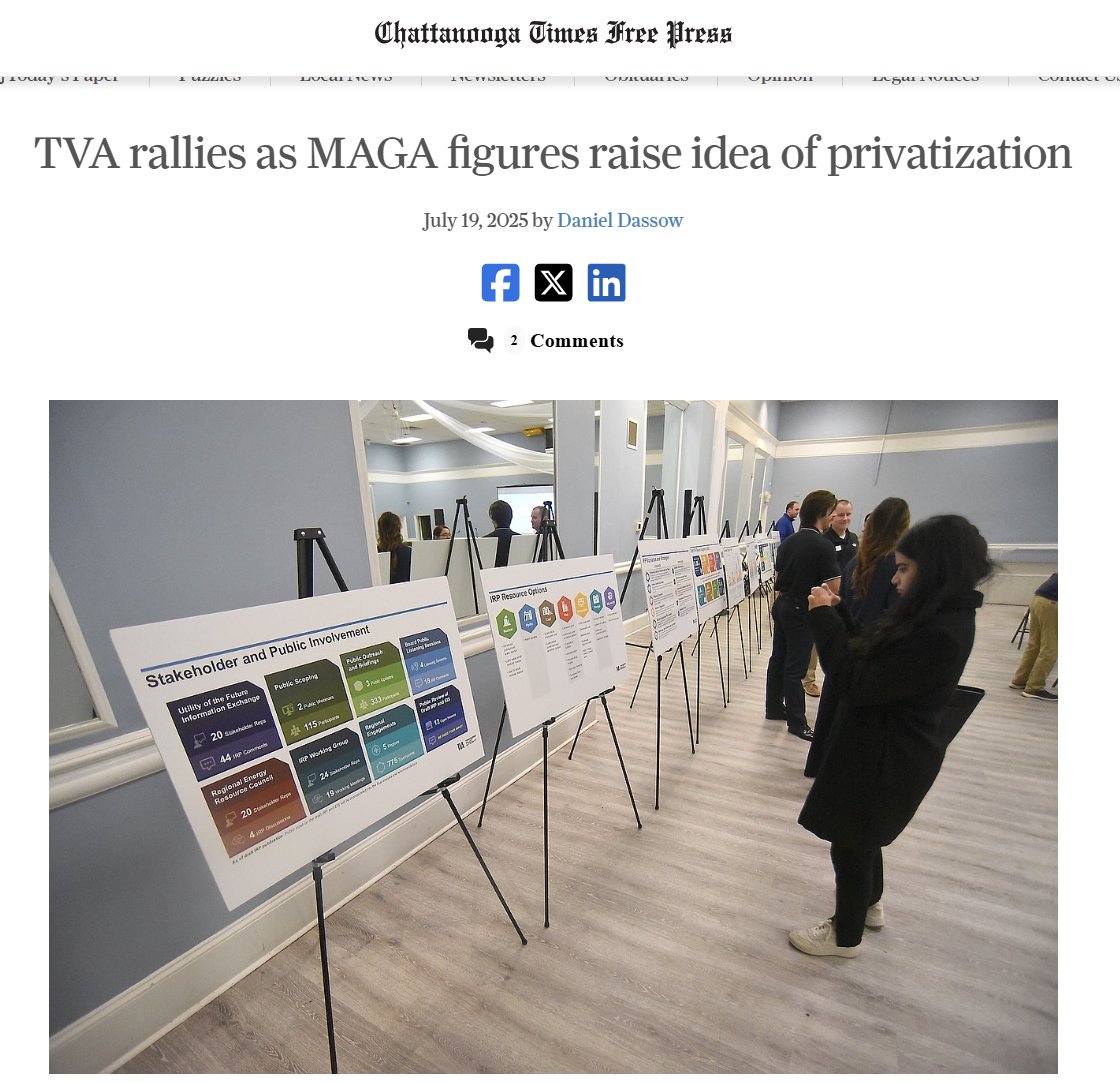 Yaffee's tweet image. Some on the left are complaining that the TVA Board under Trump isn't diverse enough or something.
I say screw it then, sell it an privatize it.
#TNpolitics