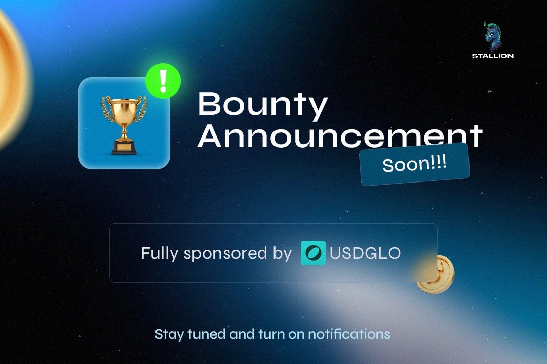 Stallion (@stallionsassmbl) on Twitter photo The moment has arrived.
We are proud to announce Stallion's very first bounty, fully sponsored by our partners at <a href="/glodollar/">Glo Dollar</a>!
This is the first step in our mission to connect top-tier talent with real, rewarding opportunities on Stellar.
Stay tuned and BE READY!!! The moment has arrived.
We are proud to announce Stallion's very first bounty, fully sponsored by our partners at <a href="/glodollar/">Glo Dollar</a>!
This is the first step in our mission to connect top-tier talent with real, rewarding opportunities on Stellar.
Stay tuned and BE READY!!!