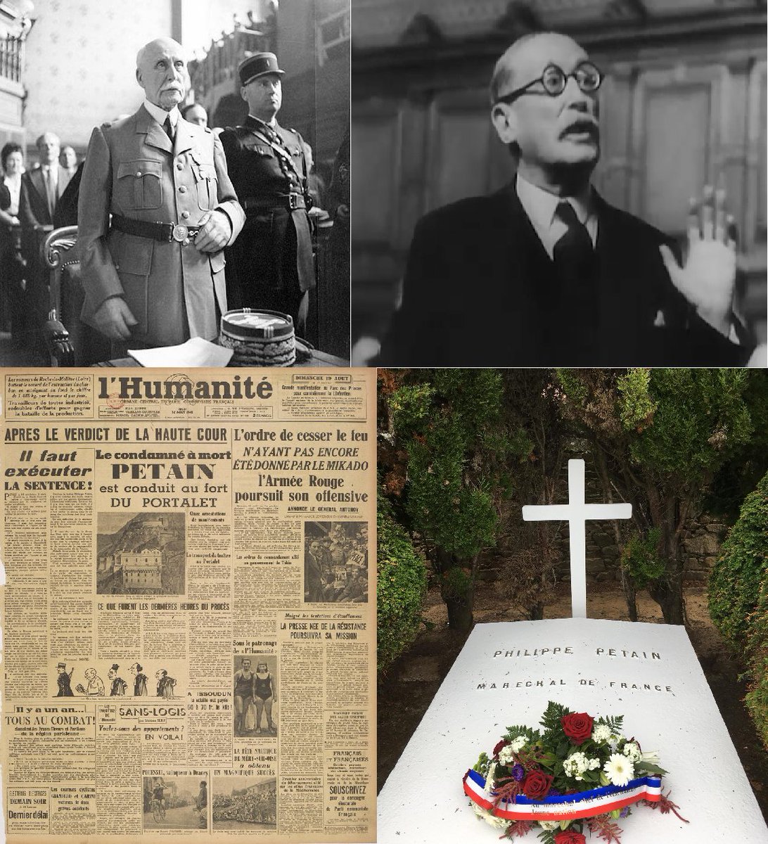 BrefLe57's tweet image. Bonjour à tous.
Le 23 juillet 1945 s’ouvre pour 3 semaines le procès du maréchal Philippe Pétain, 89 ans, devant une juridiction d’exception appelée la « haute cour ». Il est accusé de « crime contre la sûreté intérieure et intelligence avec l’ennemi ».
Celui qui a été chef de…