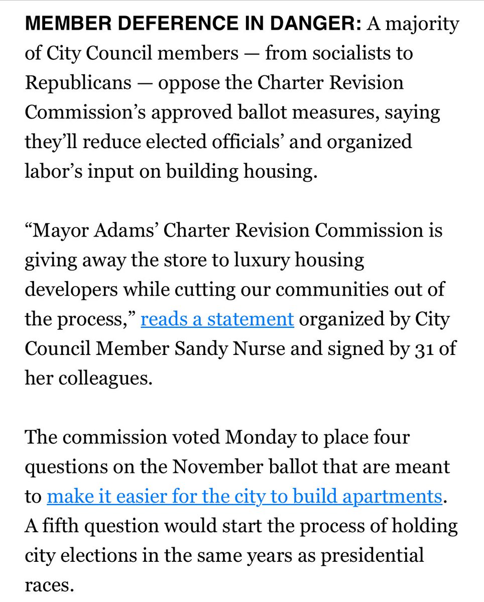 JCColtin's tweet image. Mayor Adams’ Charter Revision Commission approved five questions for the ballot this November. And a majority of the City Council is NOT happy.