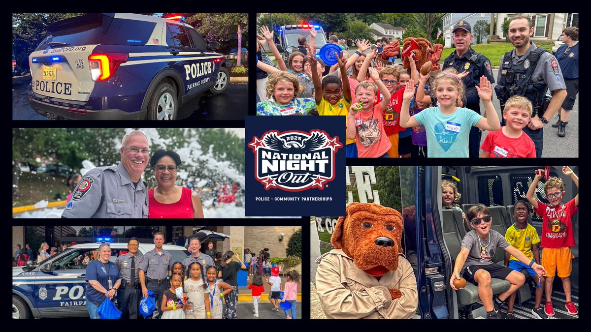 FairfaxCountyPD's tweet image. Burgers, Badges, and Block Parties: National Night Out 2025. Register your event today & learn more ➡️ bit.ly/44Jpj14