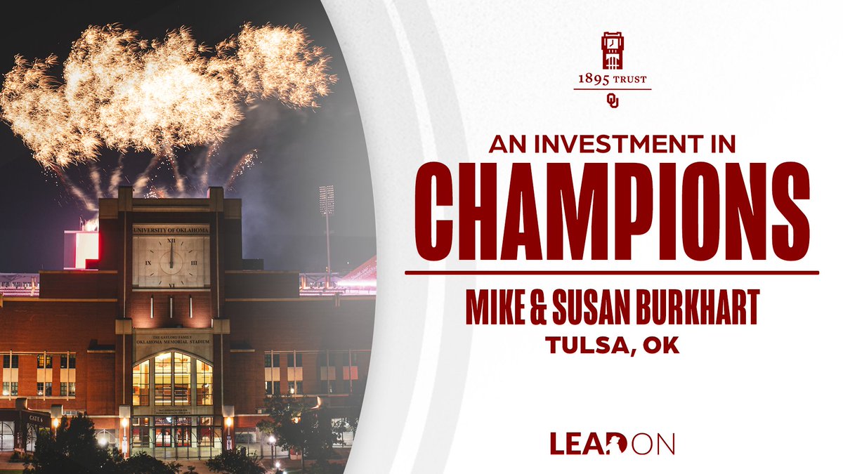 SoonerClub's tweet image. Thank you to Mike & Susan Burkhart for their generous support of our Inspiring Champions Fund! Boomer Sooner ☝✨
#InvestInChampions | #LeadOnOU