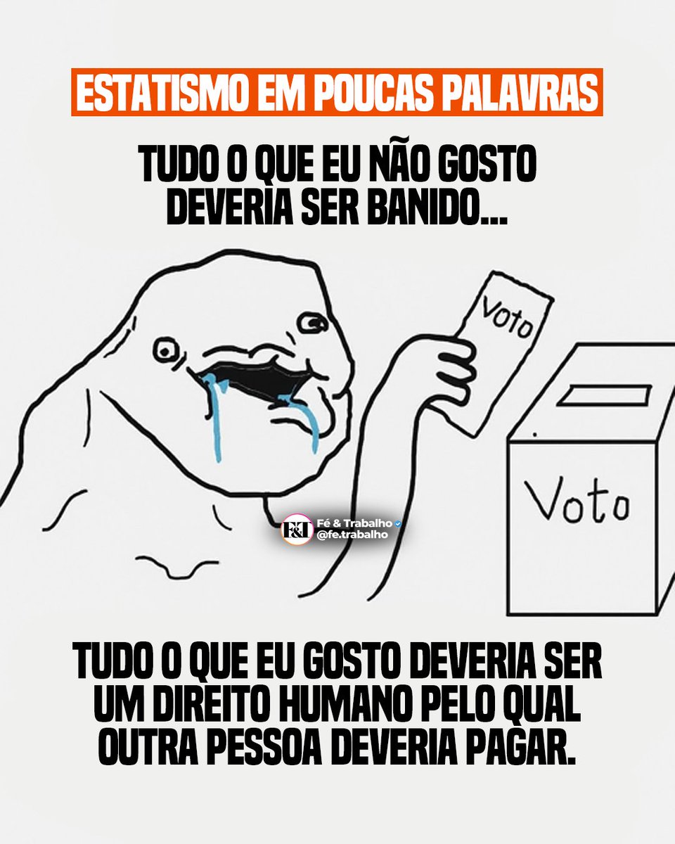 FeTrabalho1's tweet image. Resumo rápido do pensamento estatista.
Reconhece alguém assim?
–
#estatismo #liberdade #politica #liberdadedeexpressao