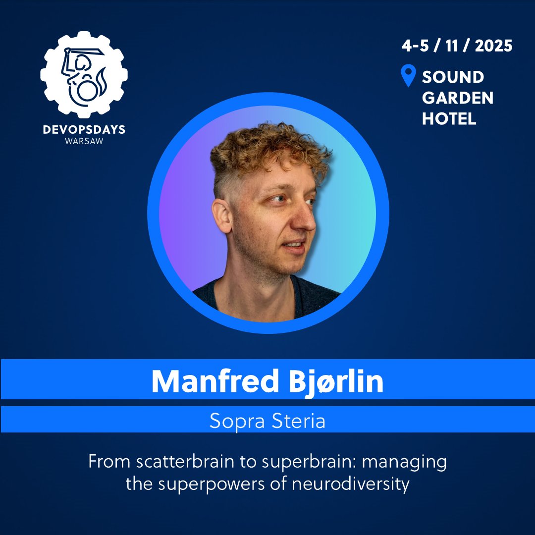 Join Manfred Bjørlin on a rollercoaster ride into the neurodiverse universe, where #ADHD is not necessarily a problem but maybe a superpower!?
🎟️Register now and secure your spot: devopsdays.pl
#Neurodiversity #DevOps #DevOpsDaysWarsaw2025