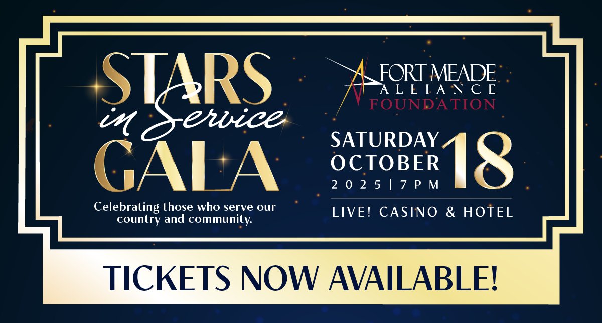 FtMeadeAlliance's tweet image. Join us for an unforgettable evening of celebration, inspiration, and impact at the 2025 Stars in Service Gala, hosted by the #FMA Foundation on Oct. 18.
Honor those who serve our community and support a thriving #FortMeade region. Purchase tickets here: ow.ly/O2On50WnawQ