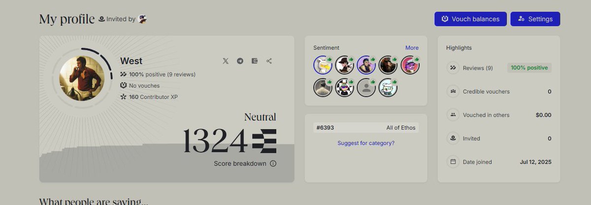Ethos tarafında bugün biraz review bırakıcam

Sizlerde ethos bağlantınızı yorumlara bırakın, bana yapılan yorumlarada dönüş sağlayacağım

👉 app.ethos.network/profile/x/west…

Bu tarafta da İnvite daha gelmedi beklemedeyim