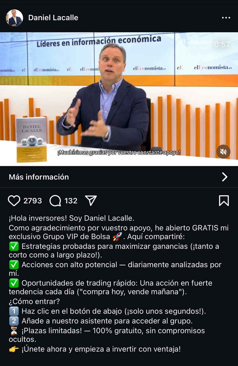 dlacalle's tweet image. ⚠️ Estas cuentas que anuncian grupos de inversores con mi nombre SON FALSAS ❌
Por favor, denunciadlas y, sobre todo, no caigáis en la trampa ⚠️. Es un fraude.