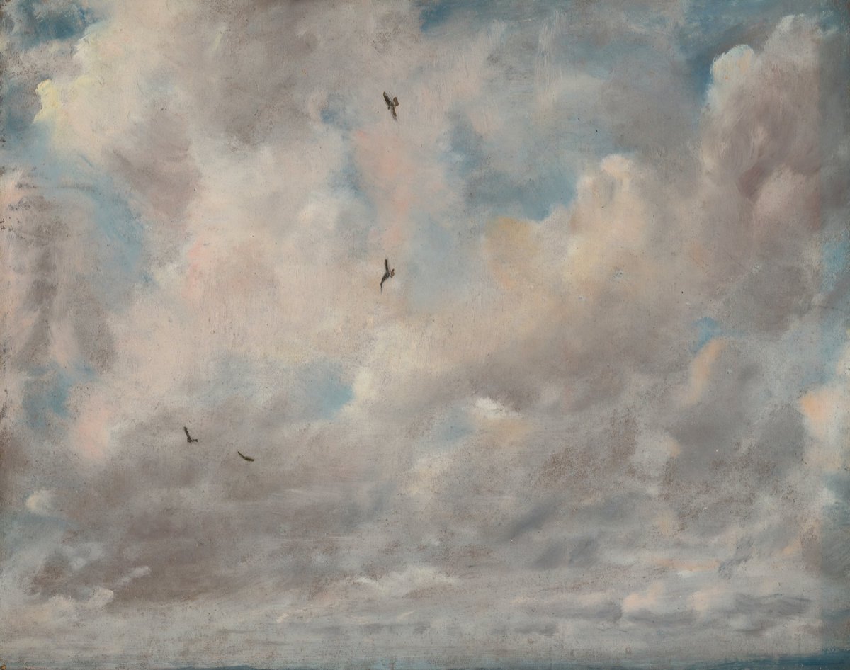 ahistoryinart's tweet image. This November, Tate Britain will present the first major exhibition to explore the lives of JMW Turner and John Constable. The show will feature over 170 paintings and works on paper including Constable's 'Cloud Study (with birds) from 1821. The exhibition closes April 2026.