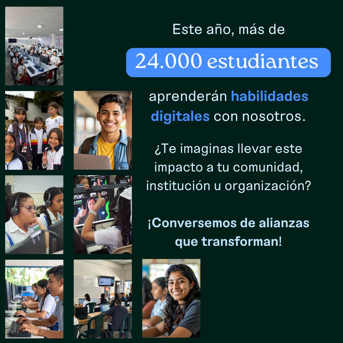 Aprender, conectar y transformar el futuro, eso pasa cuando apostamos por la educación digital.

Este año, más de 24,000 estudiantes ya lo están viviendo. 💻

¿Tu organización será la próxima?

#EducaciónQueTransforma #Talento #Futuro