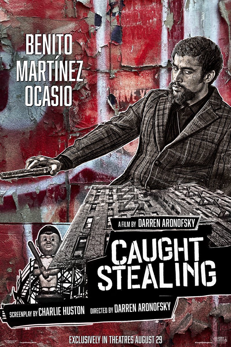 AccessBadBunny's tweet image. Bad Bunny in the new poster for "CAUGHT STEALING" by Darren Aronofsky.🎥🎬
🎬 In theaters August 29.