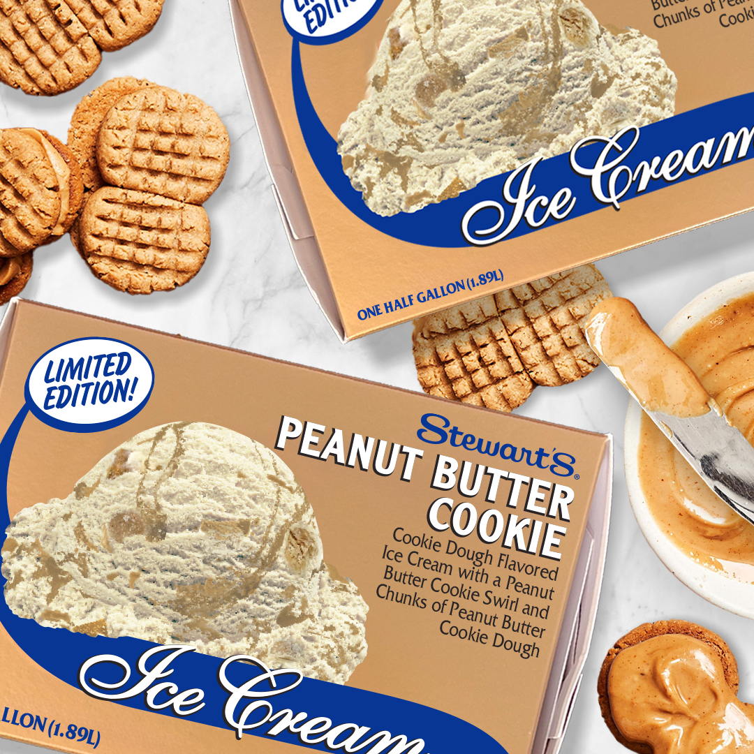 The wait is over! Peanut Butter Cookie half gallons are officially BACK in shops! 🥜🍪 This cookie dough flavored ice cream with peanut butter cookie swirls and peanut butter cookie dough chunks is ready and waiting for you! Don't miss out, it's only here for a limited time.