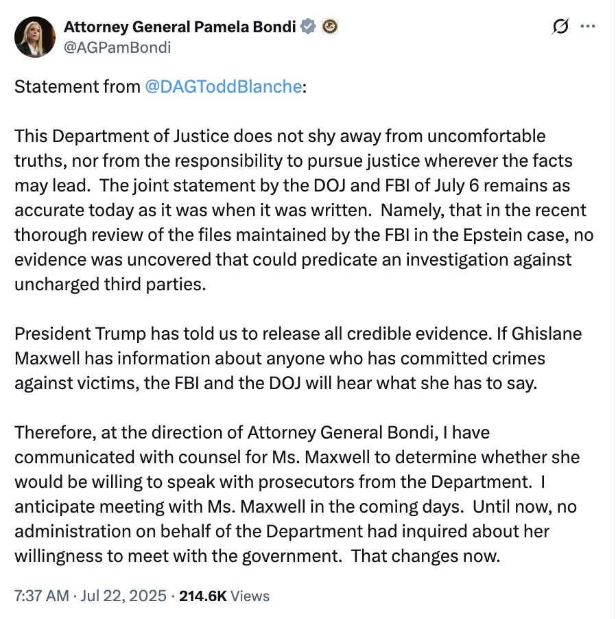 rgoodlaw's tweet image. The Epstein files don’t have an incentive to lie for a coverup.
A convicted sex trafficker in search of a pardon does.
The dead giveaway: DOJ can simply release all the Epstein files, but refuses.
