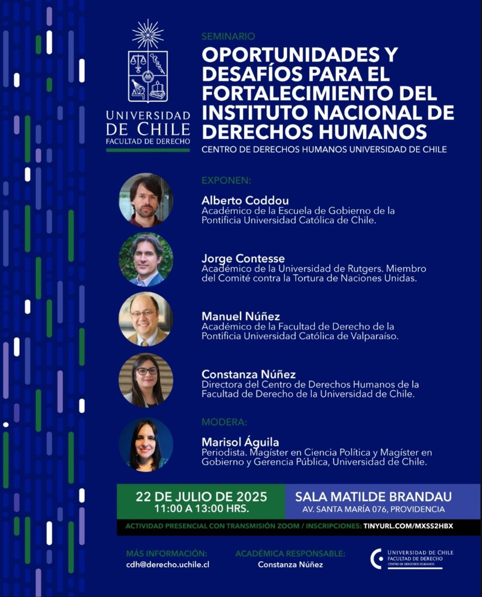 [HOY] 11 hrs dialogaremos con expert@s sobre "Oportunidades y desafíos para el fortalecimiento del IND", a la luz del Informe de la Comisión Asesora Presidencial y del Informe del <a href="/CDHUChile/">Centro de Derechos Humanos F. de Derecho U. Chile</a> <a href="/derechouchile/">Facultad de Derecho</a>.