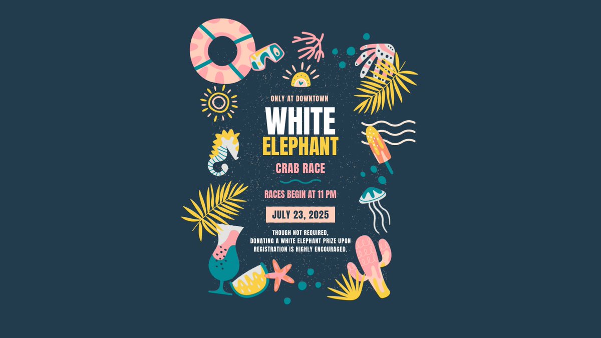 Uptown Downtown (@updowntownbg) on Twitter photo You asked for a White Elephant Crab Race- So we’re giving you a White Elephant Crab Race!
Of course we’ll still be giving away <a href="/PisanellosBG/">Pisanello's Pizza BG</a> but the rest is up to you!
So grab your friends and that old, burdensome asset- and we’ll see you Wednesday night! You asked for a White Elephant Crab Race- So we’re giving you a White Elephant Crab Race!
Of course we’ll still be giving away <a href="/PisanellosBG/">Pisanello's Pizza BG</a> but the rest is up to you!
So grab your friends and that old, burdensome asset- and we’ll see you Wednesday night!