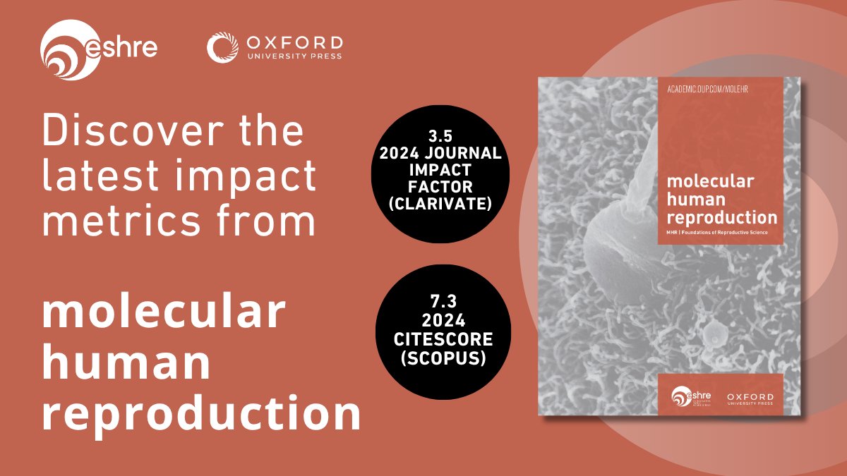 ESHRE's tweet image. 💥⚡ Molecular Human Reproduction received an Impact Factor of 3.5 Placing 8th in the Reproductive Biology &amp;amp; 17th in the Obstetrics &amp;amp; Gynaecology categories. #ESHRE #OUP