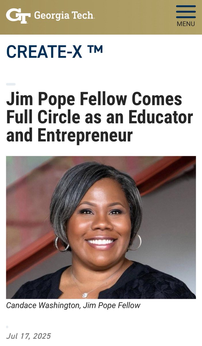 Our CEO, Candace Washington, featured by @GTCreateX for her journey as a Jim Pope Fellow, educator, entrepreneur, and founder of Extend the Ladder®—a platform built to serve the construction industry.

Full article 👉 create-x.gatech.edu/news/2025/07/j…

#Entrepreneurship #GeorgiaTech