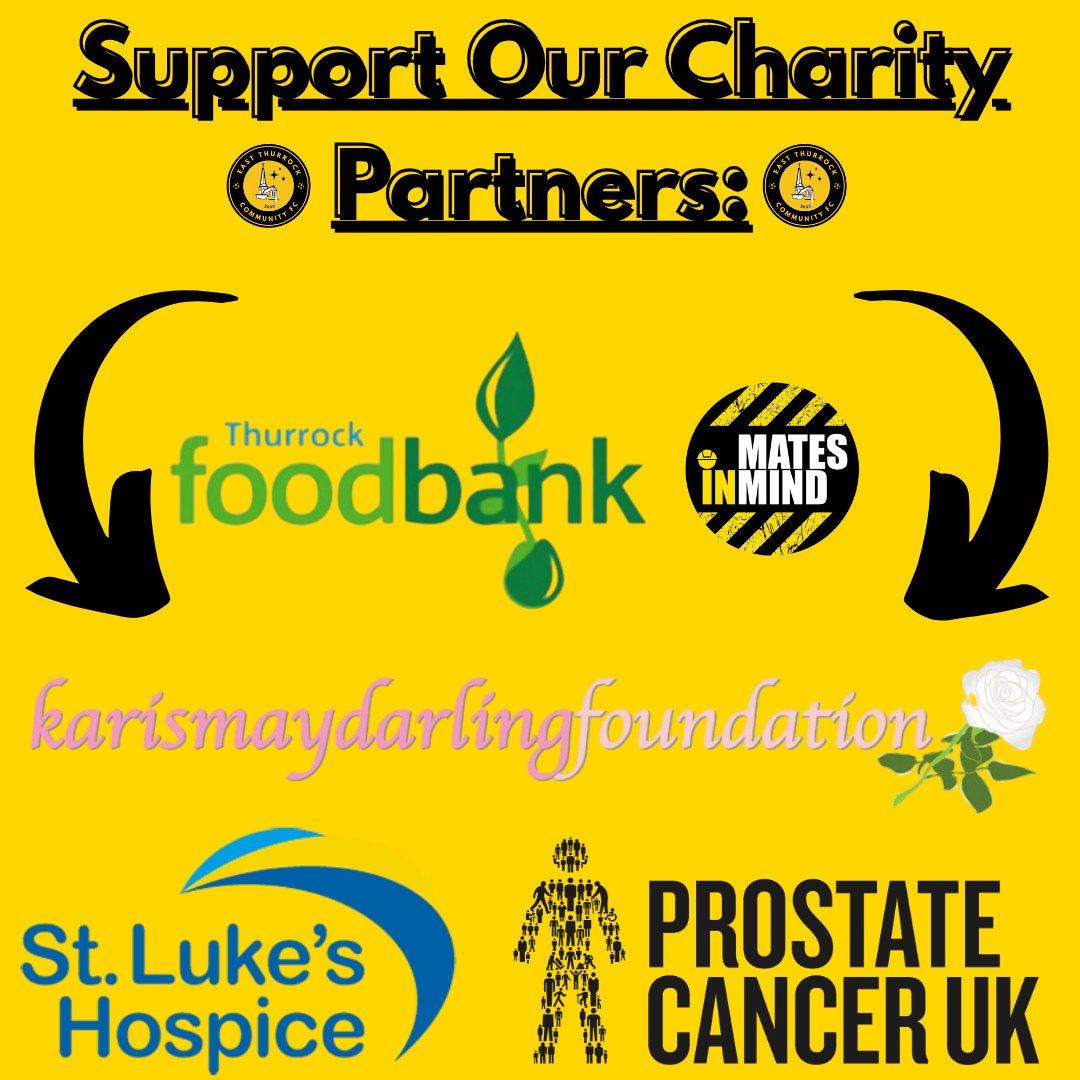 EastThurrockCFC's tweet image. East Thurrock Community FC x Charity Partners 📷📷
We’re proud to work alongside an amazing group of charity partners who make a real difference in our community and further afield.
Together, we’re more than just a club — we’re a force for good. 📷
💛🖤