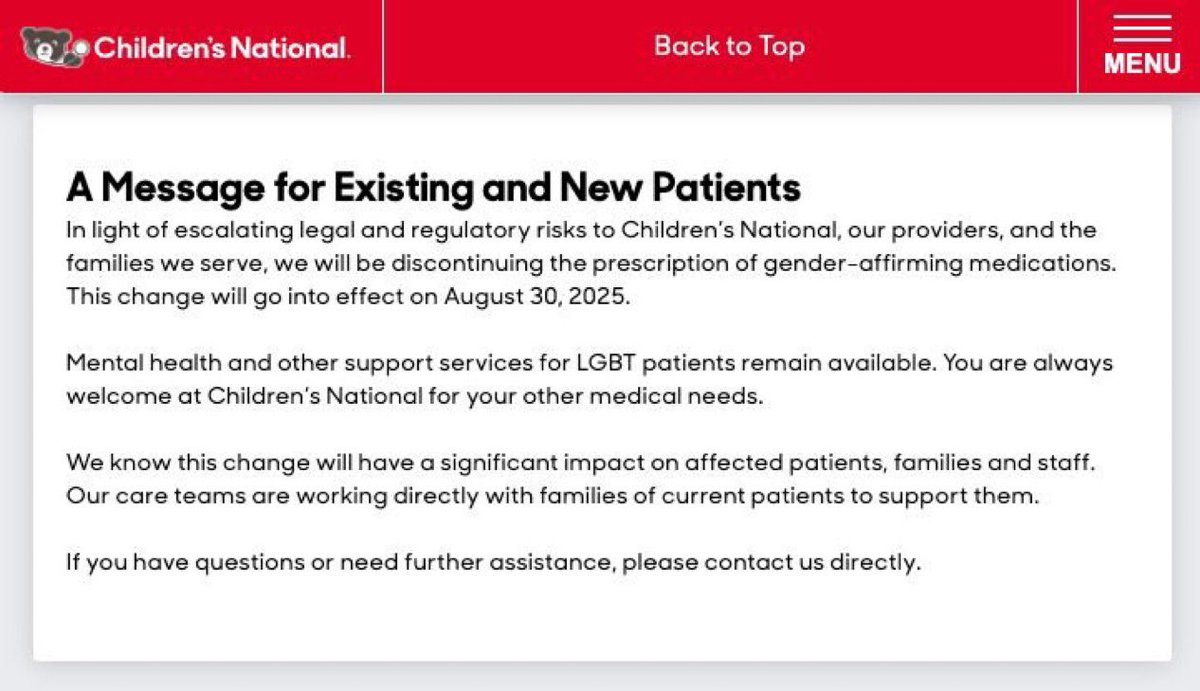protect_txchild's tweet image. Children's National Hospital in DC to END transgender medications for kids
The announcement comes after the Justice Department sent subpoenas to more than 20 doctors and clinics involved in performing transgender procedures on children.
Is @ChildrensNatl ending ALL transgender…