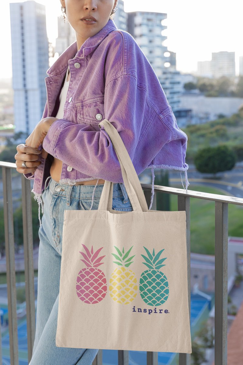 Tote bag Tuesday 👜
 
Turn heads and spark smiles with this playful and positive tote featuring three colorful pineapples, each bursting with tropical flair and individuality! 🍍

Design:  inspire pineapple
Website: inspireshirt.com
Search:  Pineapple