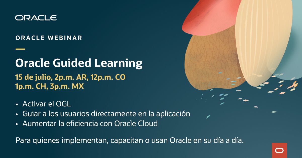 rdufoo's tweet image. Descubre cómo Oracle Guided Learning puede ayudar a tu organización a acelerar la adopción de Oracle Cloud. En el webinar, aprende a activar OGL, guiar a los usuarios y transformar la experiencia en la nube. social.ora.cl/60014LHpd