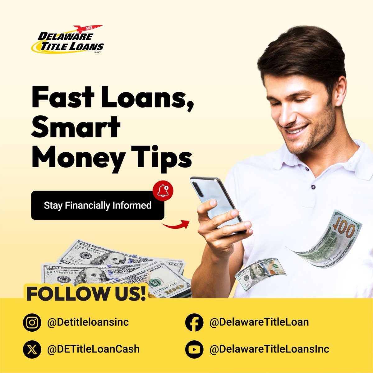 DETitleLoanCash's tweet image. Stay connected with Delaware Title Loans, Inc. and discover loan options that work for you. We're here to help make your financial journey easier and more accessible.✅

Visit our website to learn more: DelawareTitleLoansInc.com

#DelawareLoans #FinancialSupport #DelawareTitleLoans