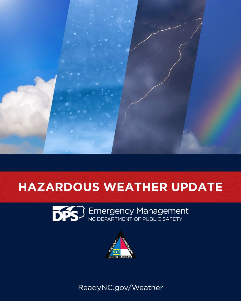 NCEmergency's tweet image. NCEM Hazardous Weather 7.22.25
🌧️ Isolated to scattered flash floods remain possible Tue across western NC and southern portions of eastern NC.
😎 A brief period of slightly cooler temperatures and less humid conditions is forecast through Thurs before a warming trend begins.
