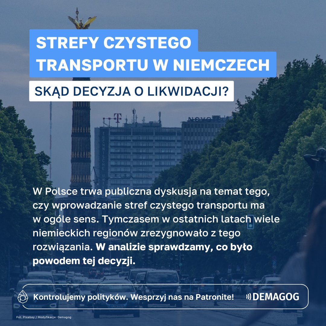 DemagogPL's tweet image. 🚗 Od początku 2008 roku w Niemczech wprowadzono 58 stref czystego transportu. Między 2023 a 2025 rokiem 20 z nich zostało zlikwidowanych. Dlaczego?
📣 Z komunikatów niemieckich władz lokalnych wynika, że przyczyną była znaczna poprawa jakości powietrza. Niektóre regiony…