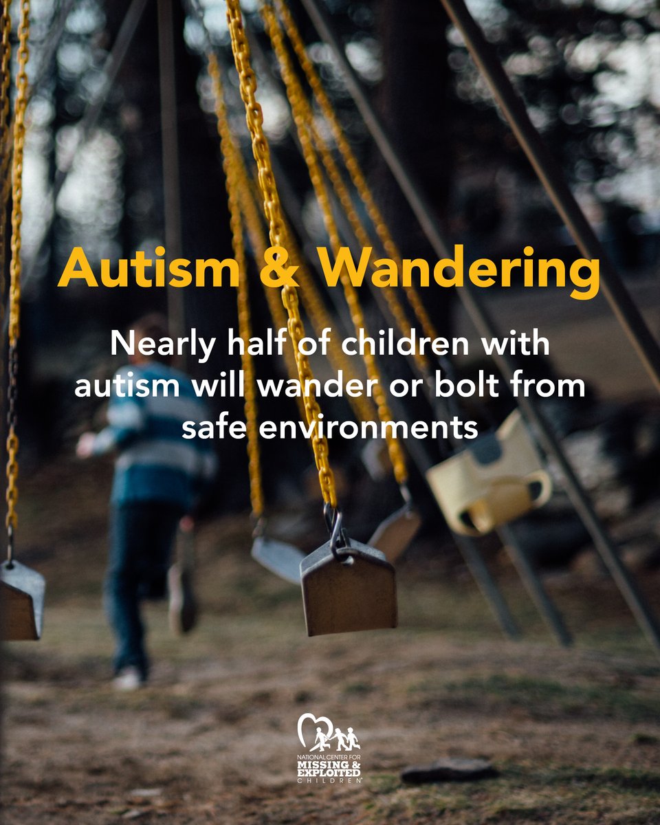 NCMEC's tweet image. Some kids with autism may seek quiet spaces, follow a special interest, or try to escape overwhelming noise.
Understanding these behaviors is key to keeping them safe.
Learn more: ncmec.org/autism
