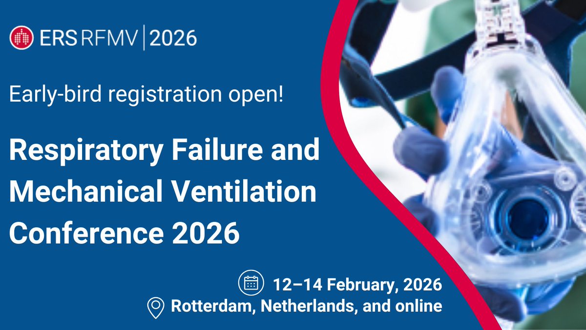 EuroRespSoc's tweet image. The Respiratory Failure and Mechanical Ventilation Conference 2026 offers cutting-edge scientific sessions and interactive educational content.
📆 12–14 February, 2026
🌍 Rotterdam, Netherlands
💻 In-person and online
Register your place: bit.ly/4iAt5xa
#RFMV2026