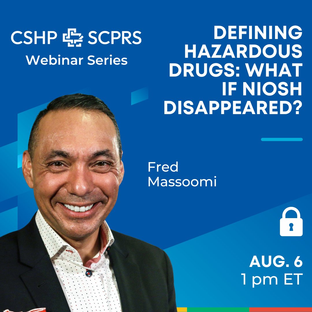 CSHP_SCPH's tweet image. What makes a drug hazardous- and how can you best manage the risks?

On Aug 6, Fred Massoomi unpacks the evolving hazardous drugs landscape. From historical context, current risks, and trusted resources, get the insights needed to stay informed.

🎟️: ow.ly/fnP350Wko7g