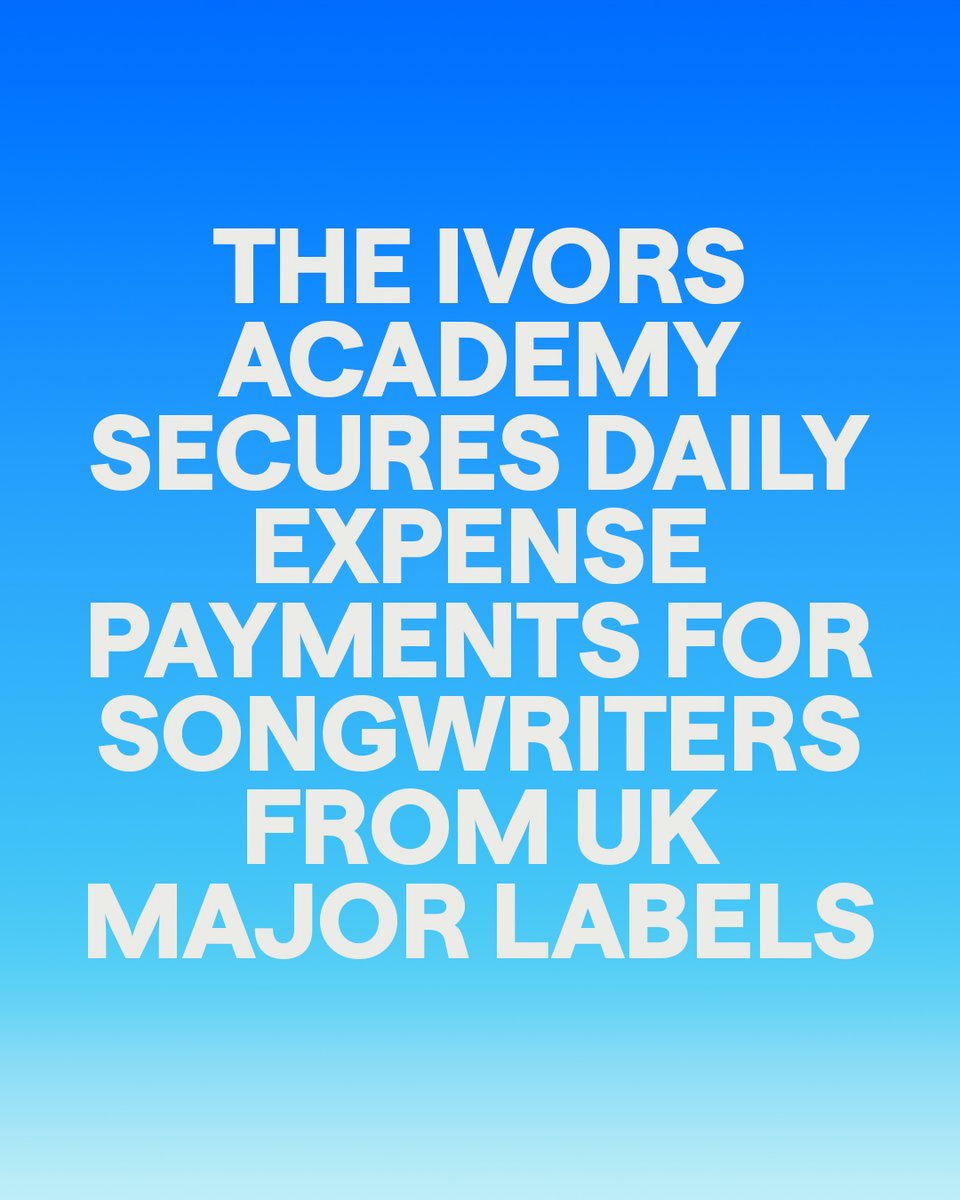 The Ivors Academy (@ivorsacademy) on Twitter photo We’ve secured that UK major labels will now pay songwriters £75 per diem + expenses for writing sessions.
Songwriters will be able to claim per diems from UK major labels using a form via <a href="/IvorsAcademy/">The Ivors Academy</a> coming soon. In the meantime, ask your session contact to connect you with We’ve secured that UK major labels will now pay songwriters £75 per diem + expenses for writing sessions.
Songwriters will be able to claim per diems from UK major labels using a form via <a href="/IvorsAcademy/">The Ivors Academy</a> coming soon. In the meantime, ask your session contact to connect you with