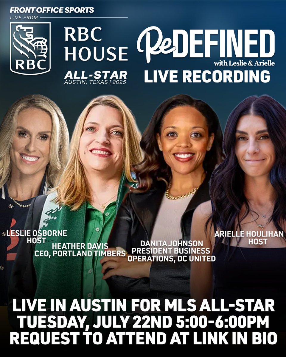 FOS's tweet image. Day 1 of Front Office Sports live at MLS All-Star, in partnership with RBC House.
🔹2026 World Cup panel ft. Richard Motzkin, Dan Hunt, Camilo Durana—moderated by Renee Washington
🔹Redefined live show ft Heather Davis & Danita Johnson
Request to attend: gofos.co/4lHtUa8