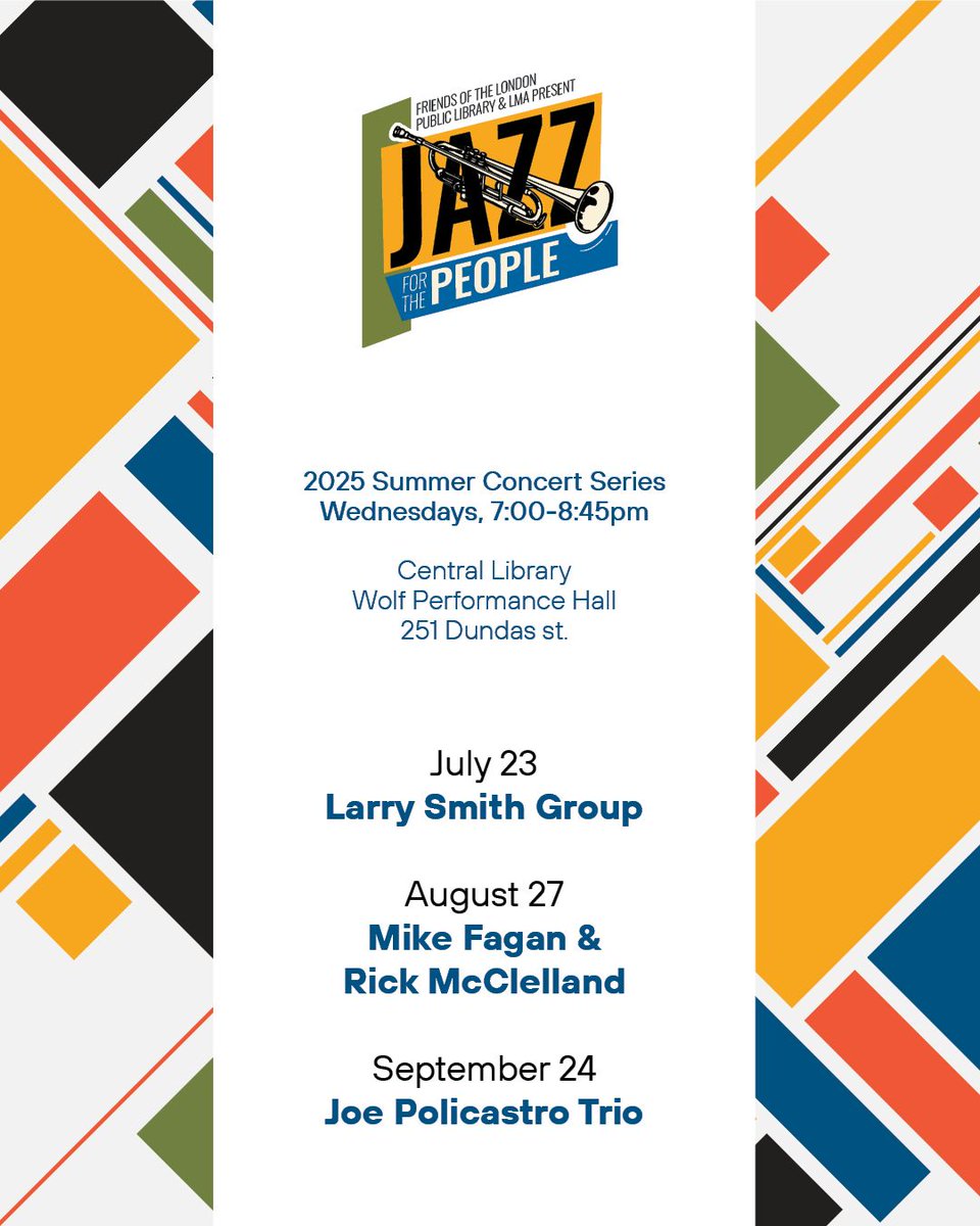 londonlibrary's tweet image. Our free Jazz for the People monthly concert series returns tomorrow!
Catch the Larry Smith Group at the Wolf Performance Hall at 7pm.
Drop in to hear great live music. buff.ly/MHi9Lhl