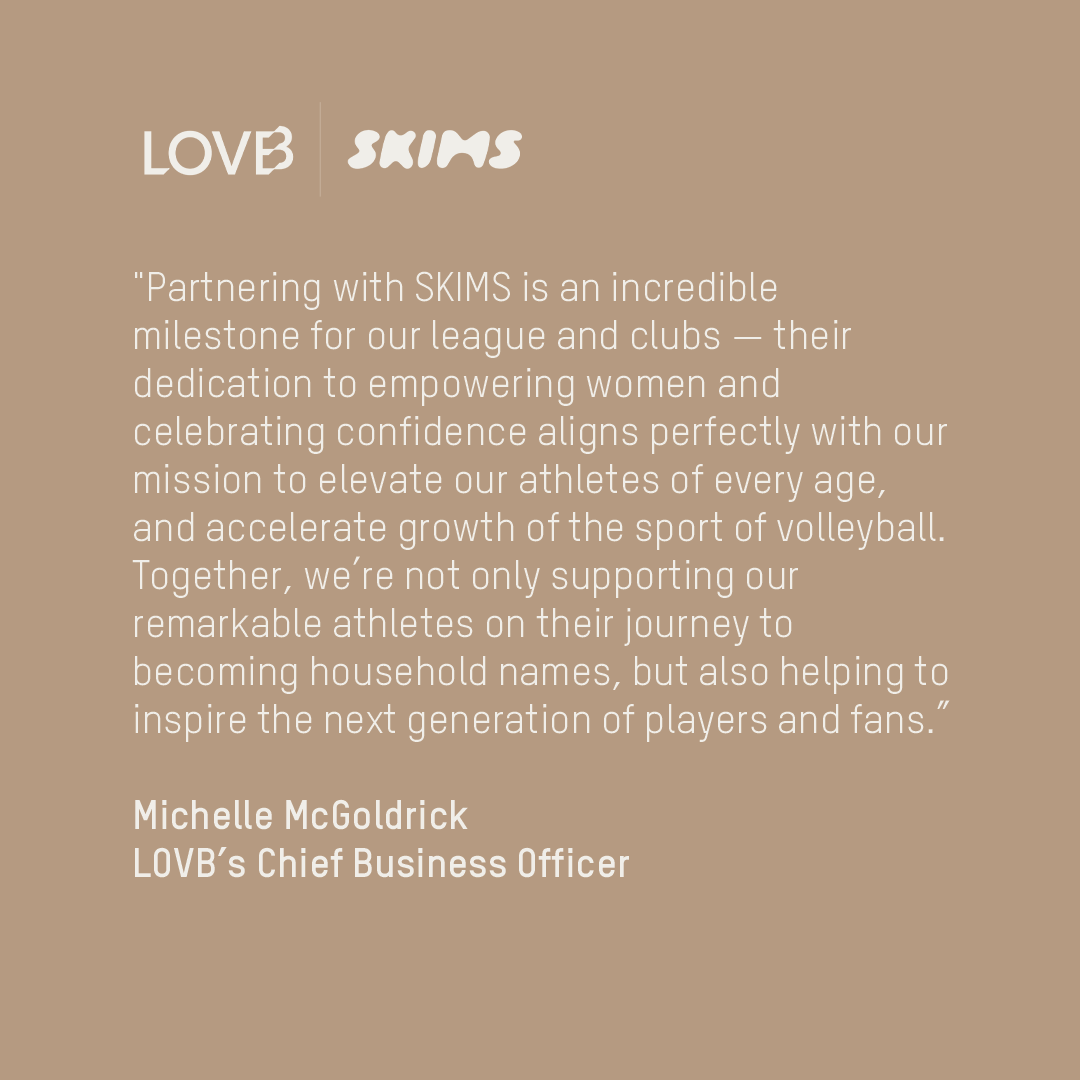 leagueonevb's tweet image. LOVB 🤍SKIMS
SKIMS is now the official loungewear, intimates and sleepwear partner of LOVB. The partnership will see LOVB and @skims work together to accelerate the future of professional women’s volleyball, as well as empower girls and women both in sports and beyond 🫶