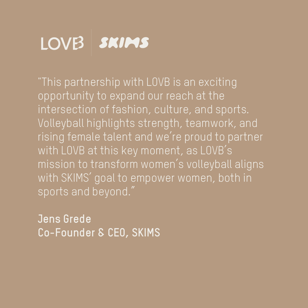 leagueonevb's tweet image. LOVB 🤍SKIMS
SKIMS is now the official loungewear, intimates and sleepwear partner of LOVB. The partnership will see LOVB and @skims work together to accelerate the future of professional women’s volleyball, as well as empower girls and women both in sports and beyond 🫶