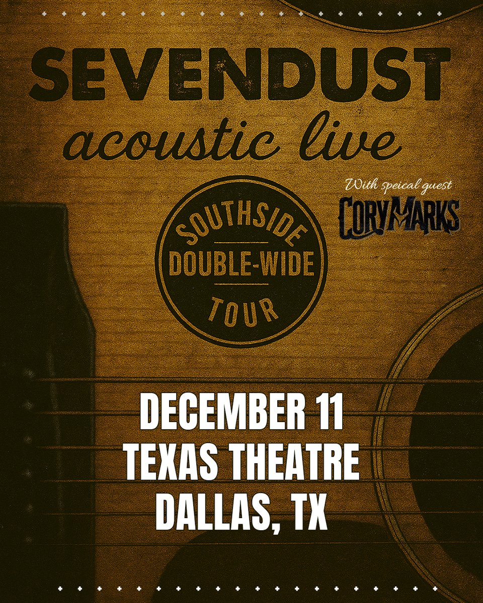 AEGPresentsSW's tweet image. 📣 JUST ANNOUNCED
@sevendustofficial — DALLAS📍 12/11 at @texastheatre
🎫 On sale: Fri. 7/25 at 10AM