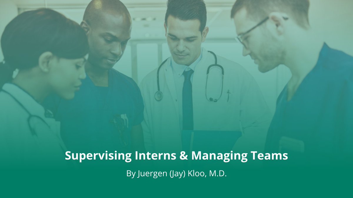 ACPIMPhysicians's tweet image. During your second year of residency, you&apos;ll be supervising interns and managing operations. To help you excel, Juergen (Jay) Kloo, MD, shares strategies to help you be an effective team leader: bit.ly/3IfU0lD #IMpower